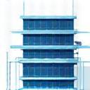 Icon representing a building with network connections